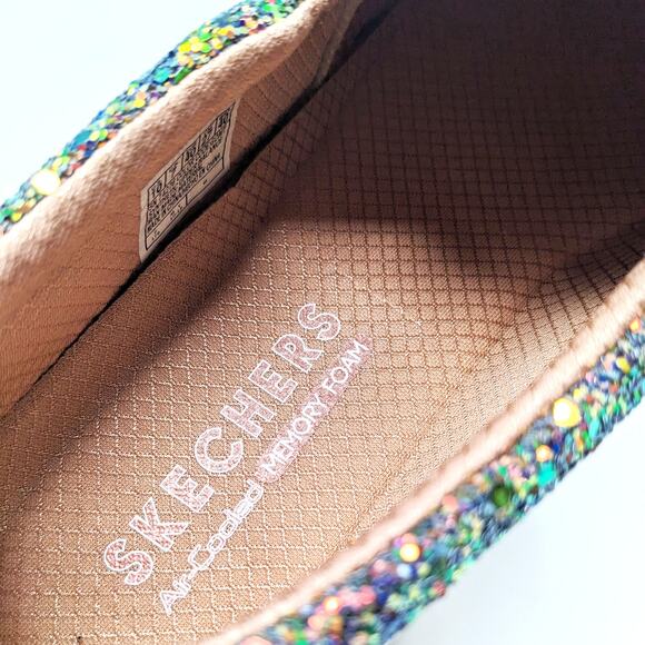 Skechers Womens 10 Shoes Goldie Sneakers Low Top Slip On Iridescent Glitter - Picture 10 of 11